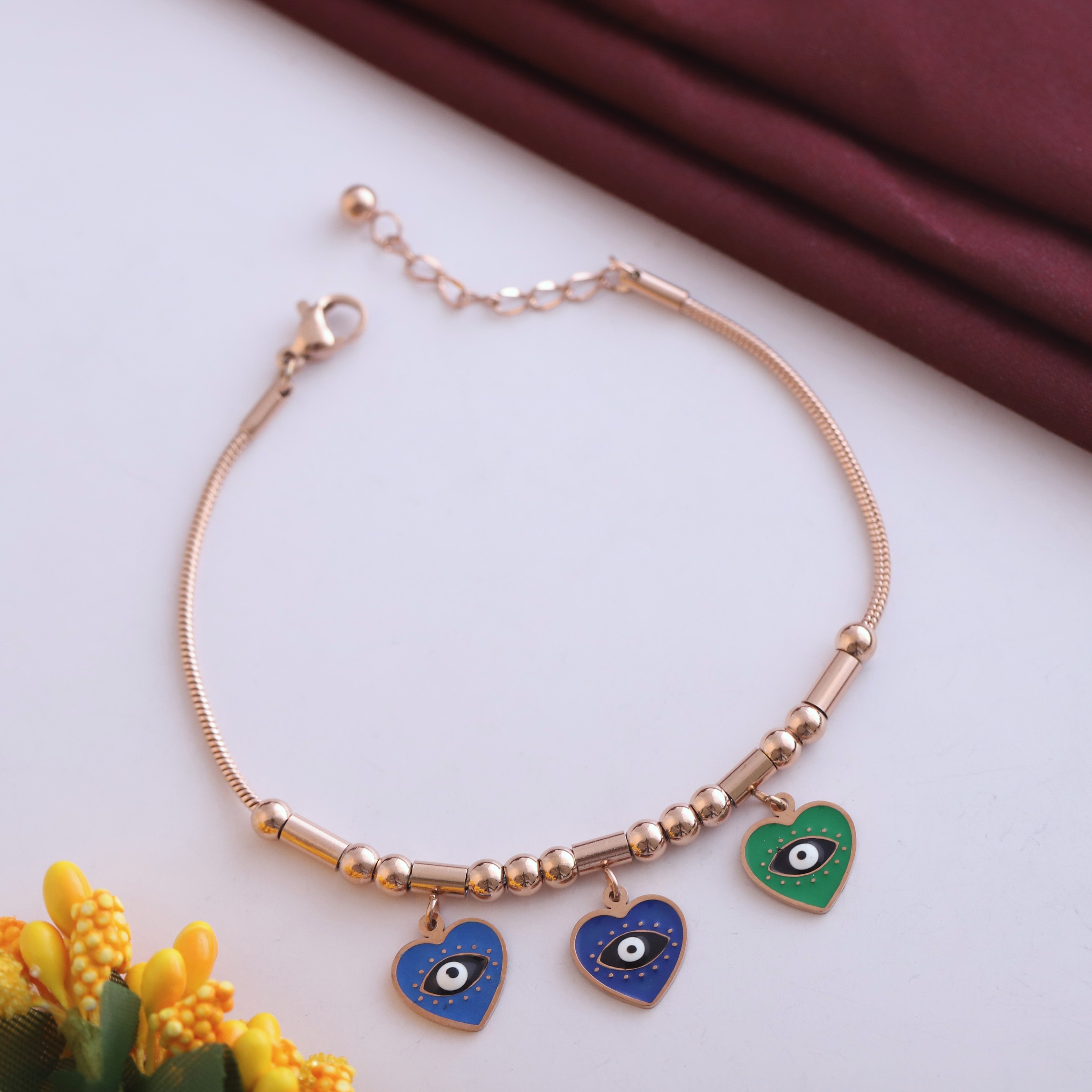 Heart Charm Chain Bracelet Gold Plated – Single Layer, Anti-Tarnish, Waterproof, Minimalist Style (ROSE GOLD)