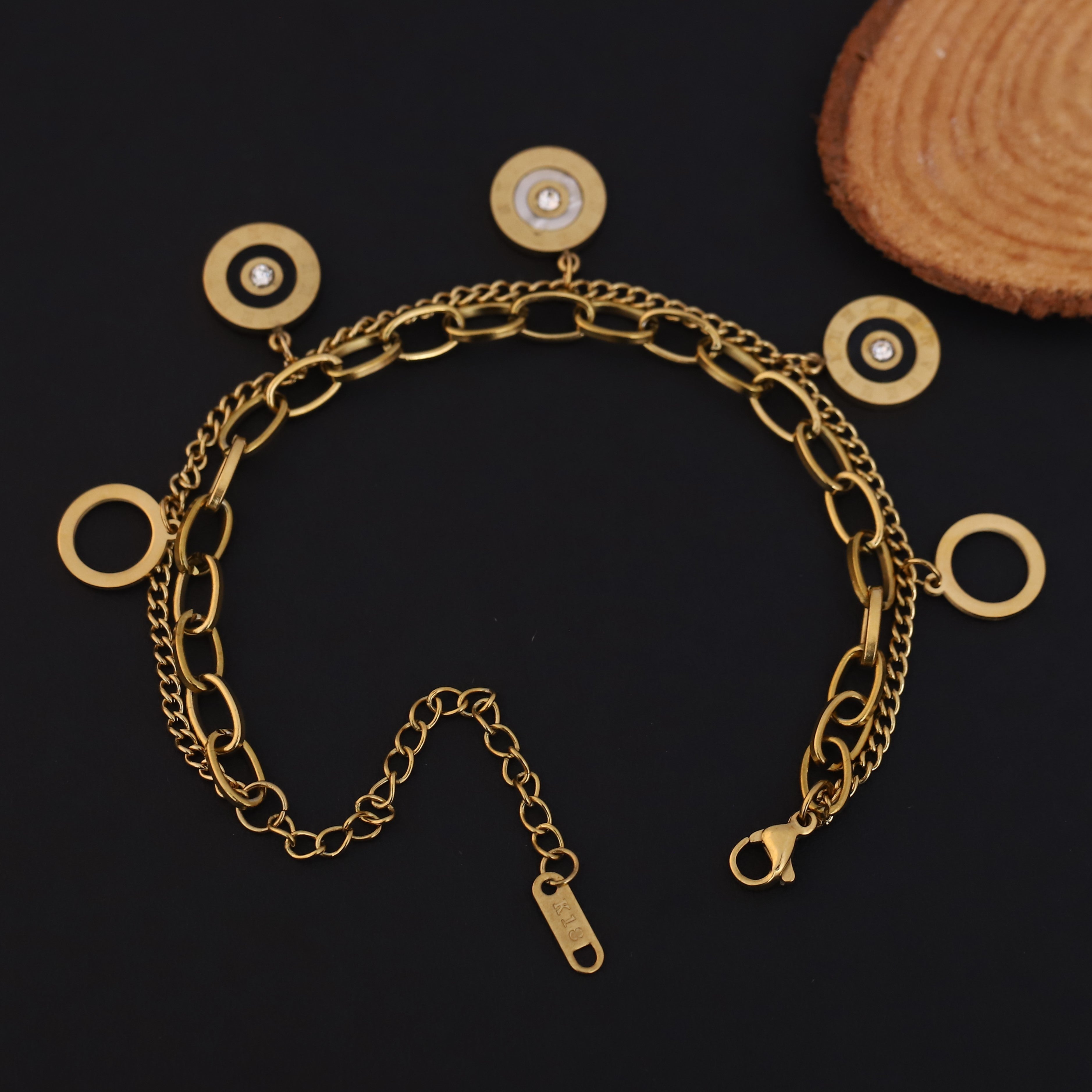 Charm Chain Bracelet Gold Plated – Double Layer, Anti-Tarnish, Waterproof, Minimalist Style (GOLD)
