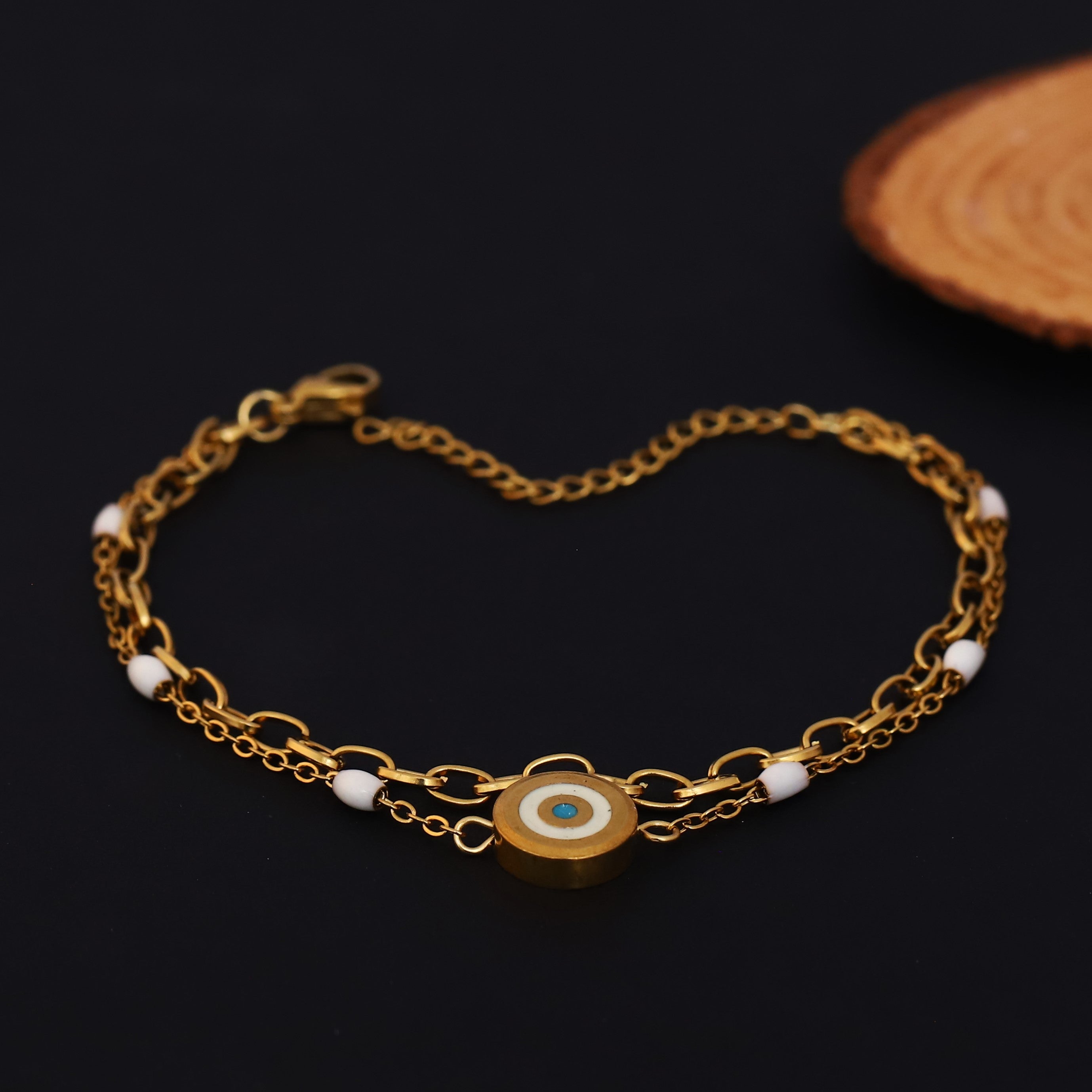 Evil Eye Charm Chain Bracelet Gold Plated – Double Layer, Anti-Tarnish, Waterproof(GOLD) (Copy)