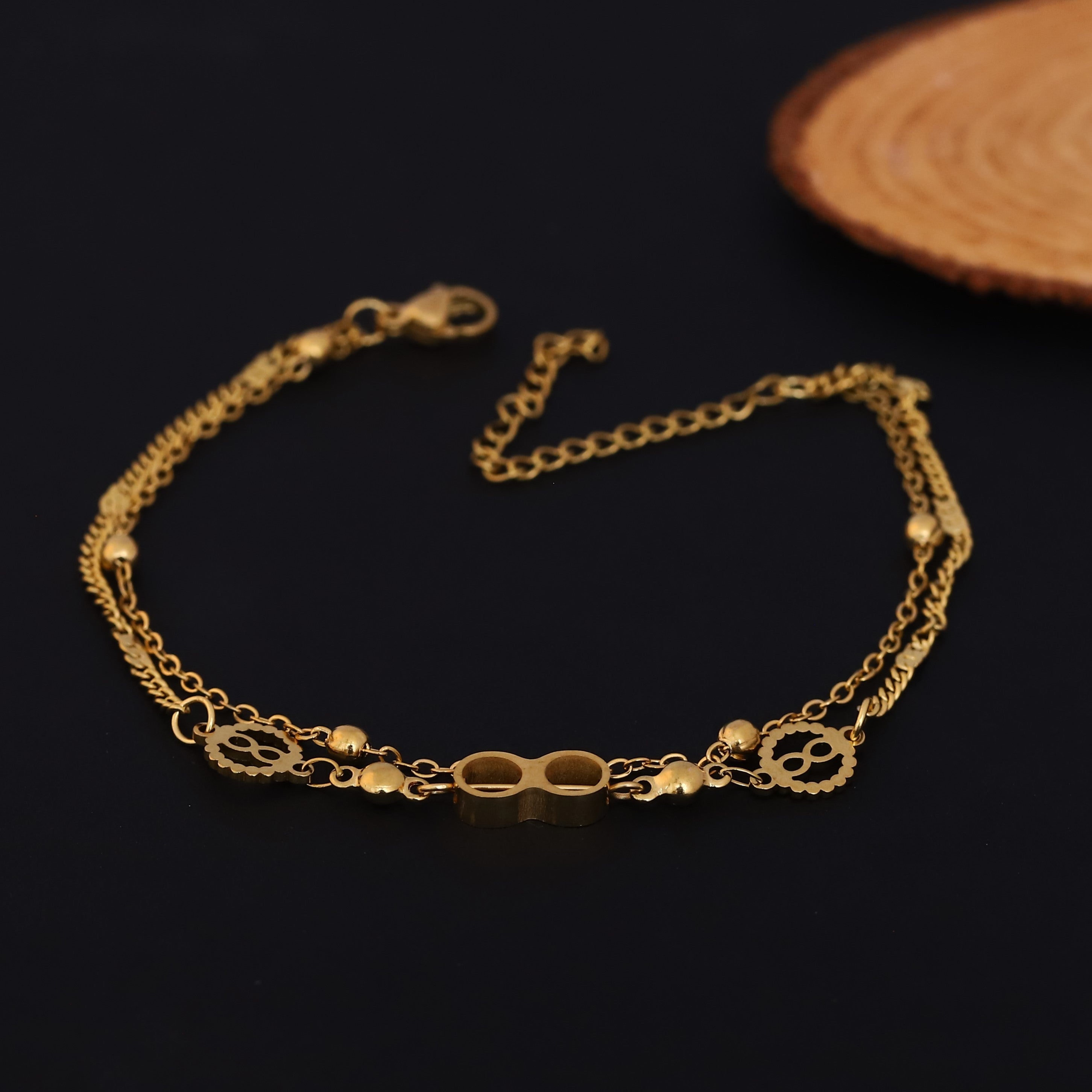 Infinity Charm Chain Bracelet Gold Plated – Double Layer, Anti-Tarnish, Waterproof(GOLD)