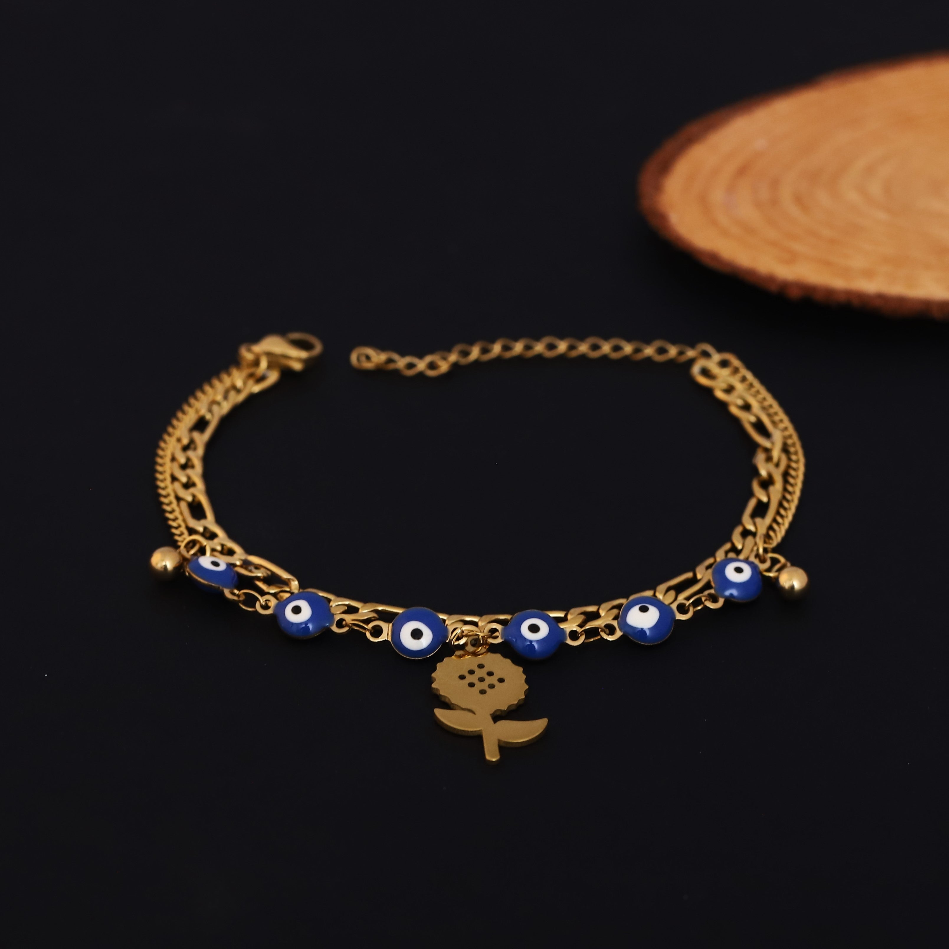 Flower Charm Chain Bracelet Gold Plated – Double Layer, Anti-Tarnish, Waterproof(ROSE GOLD)