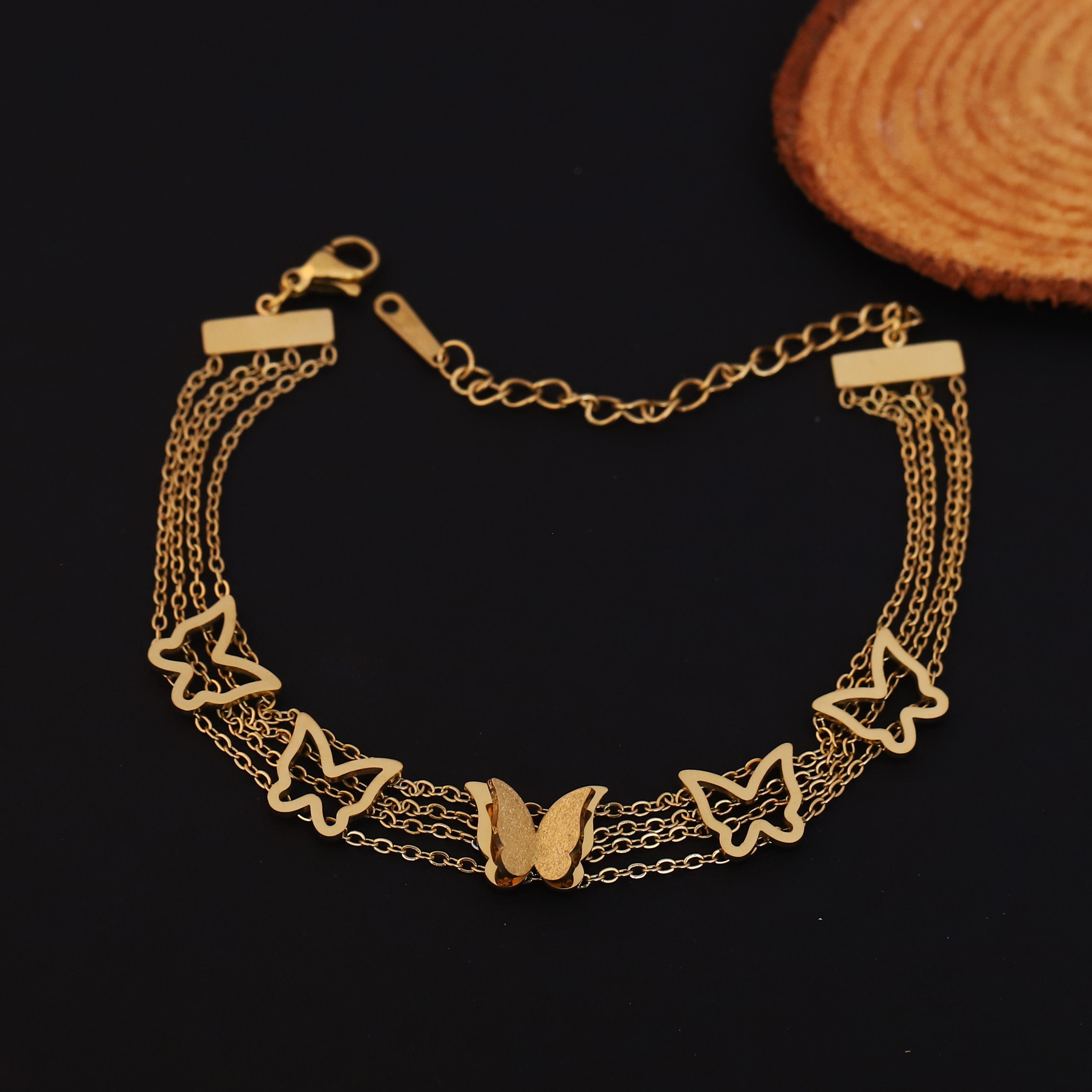 Charm Chain Bracelet Gold Plated – Double Layer, Anti-Tarnish, Waterproof, Minimalist Style (GOLD)