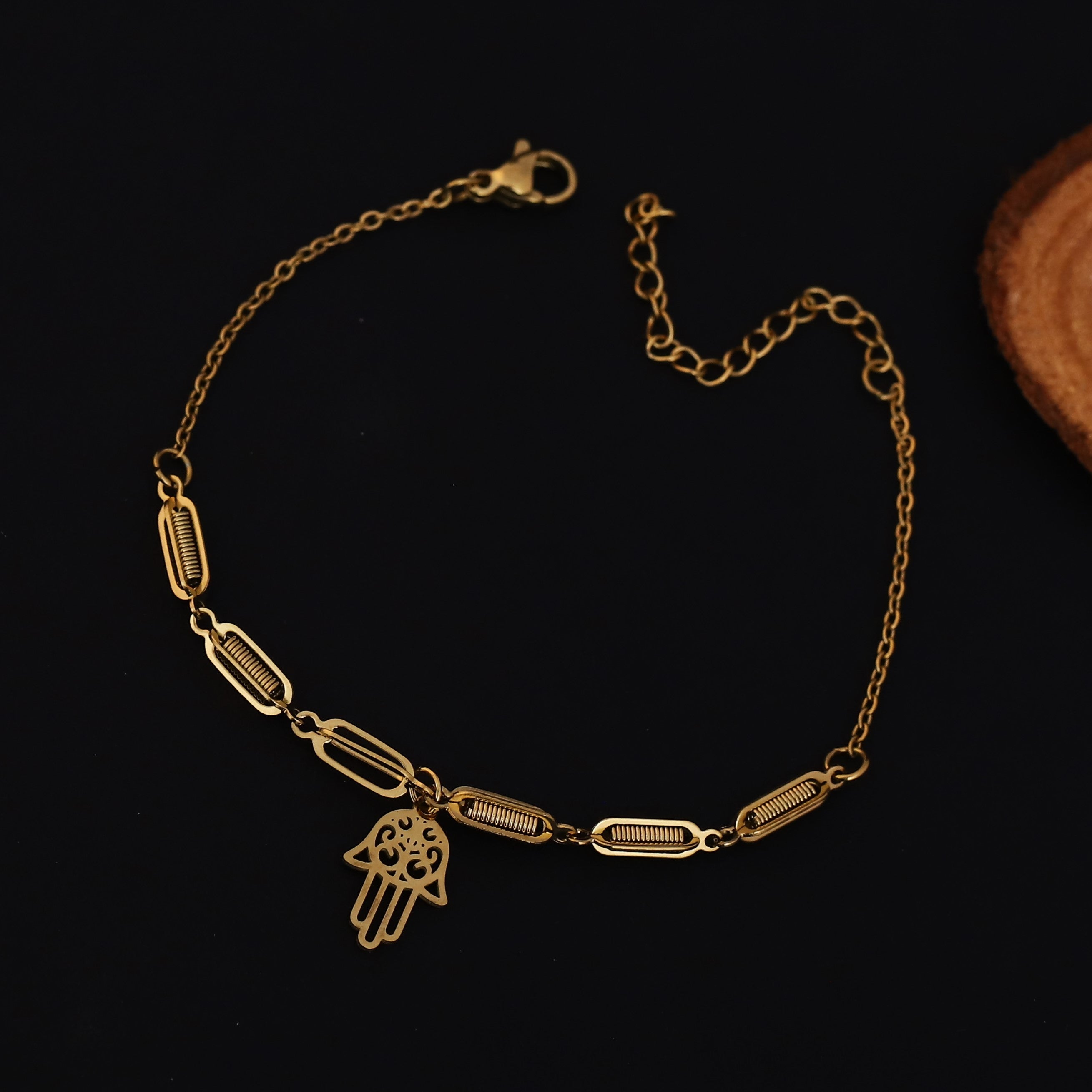 Hamza Chain Bracelet Gold Plated – Single Layer, Anti-Tarnish, Waterproof(GOLD)