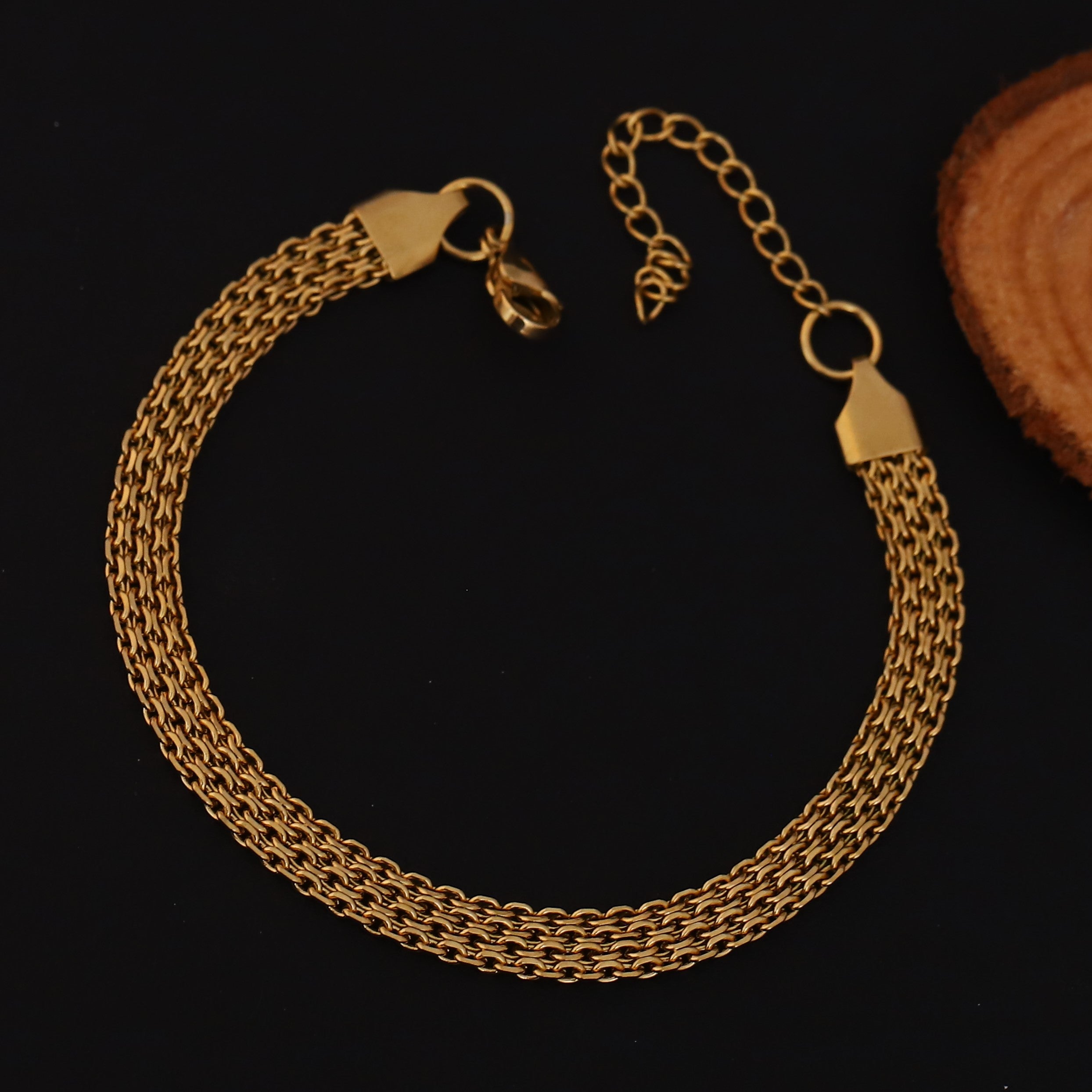 Honey Comb Chain Bracelet Gold Plated – Single Layer, Anti-Tarnish, Waterproof (GOLD)