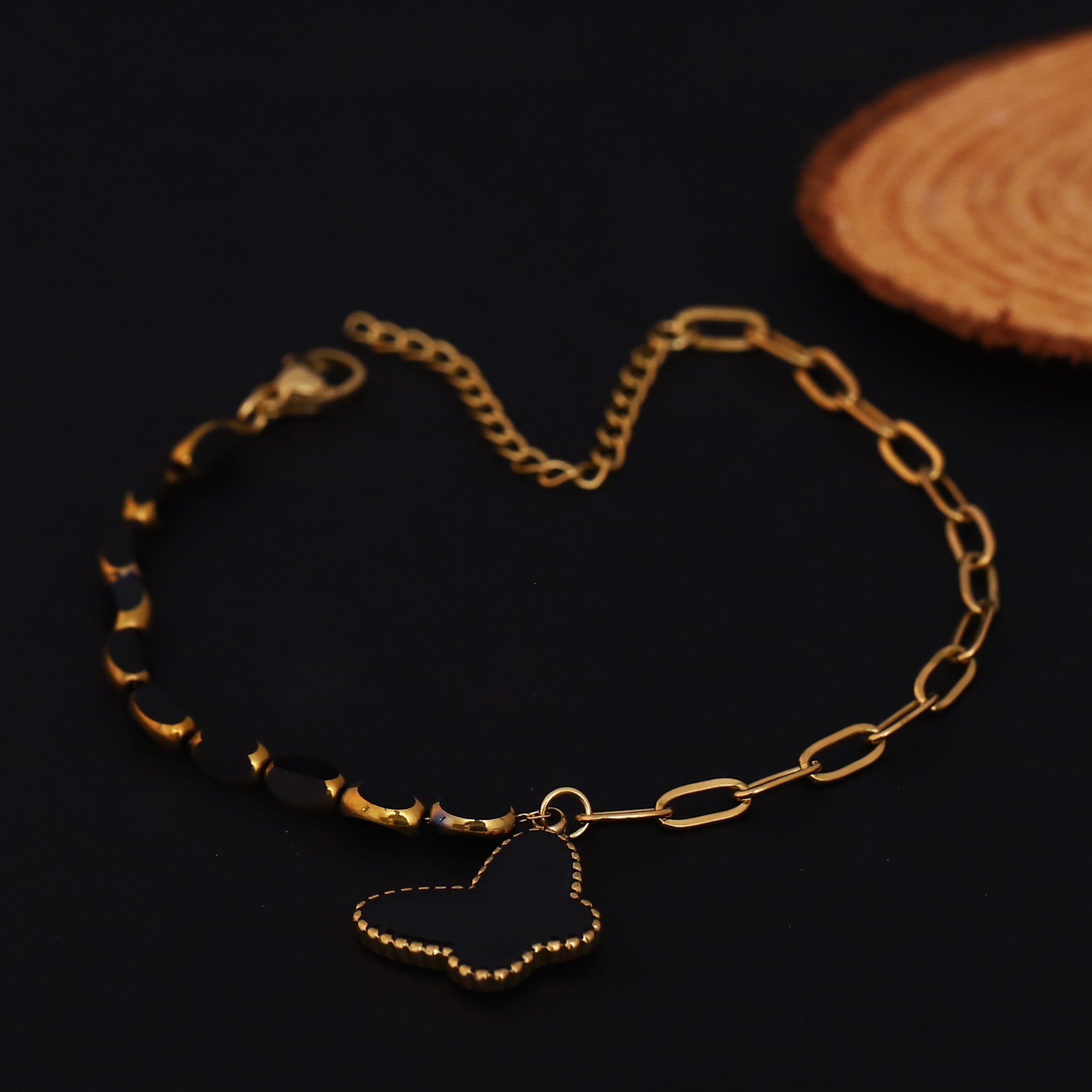 Butterfly Charms Chain Bracelet Gold Plated – Single Layer, Anti-Tarnish, Waterproof (GOLD)