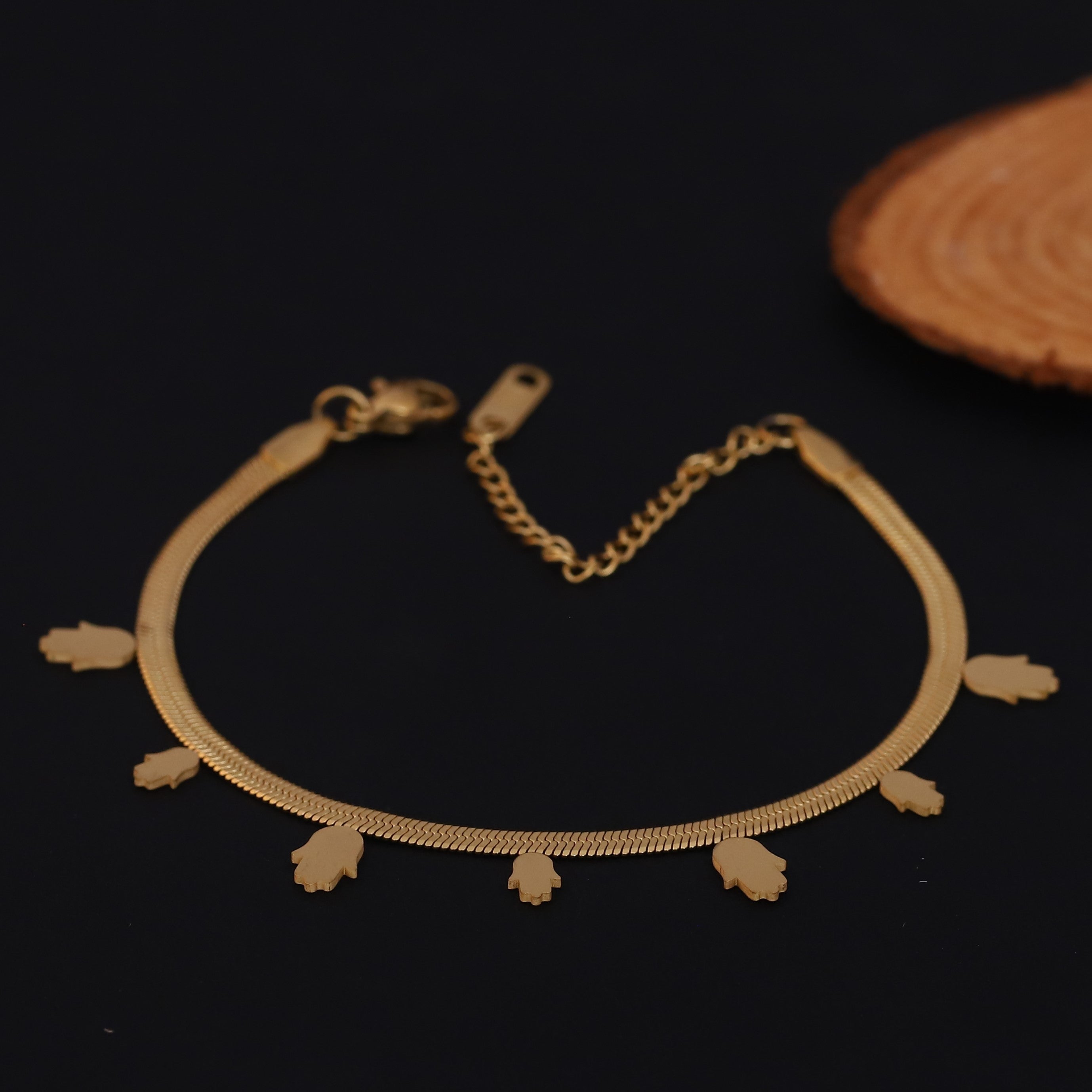Hamza Snake Chain Bracelet Gold Plated – Single Layer, Anti-Tarnish, Waterproof, Minimalist Style (GOLD)