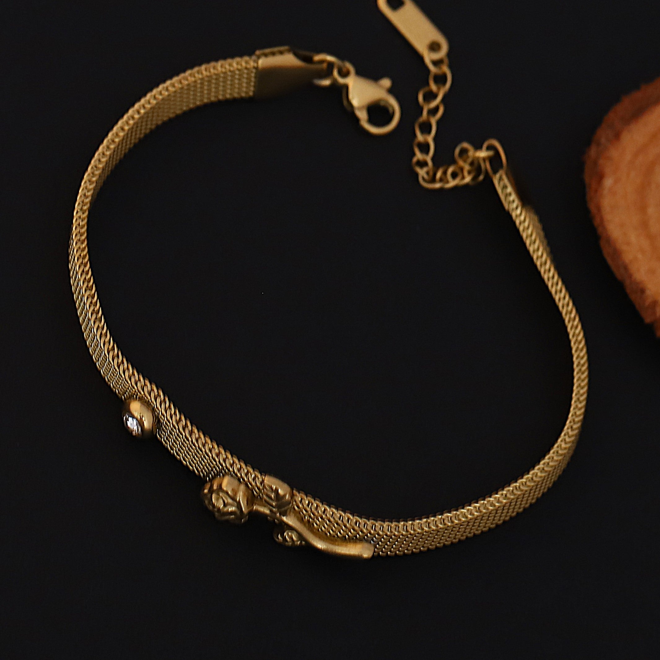 Honey Comb Chain Bracelet Gold Plated – Single Layer, Anti-Tarnish, Waterproof (GOLD)