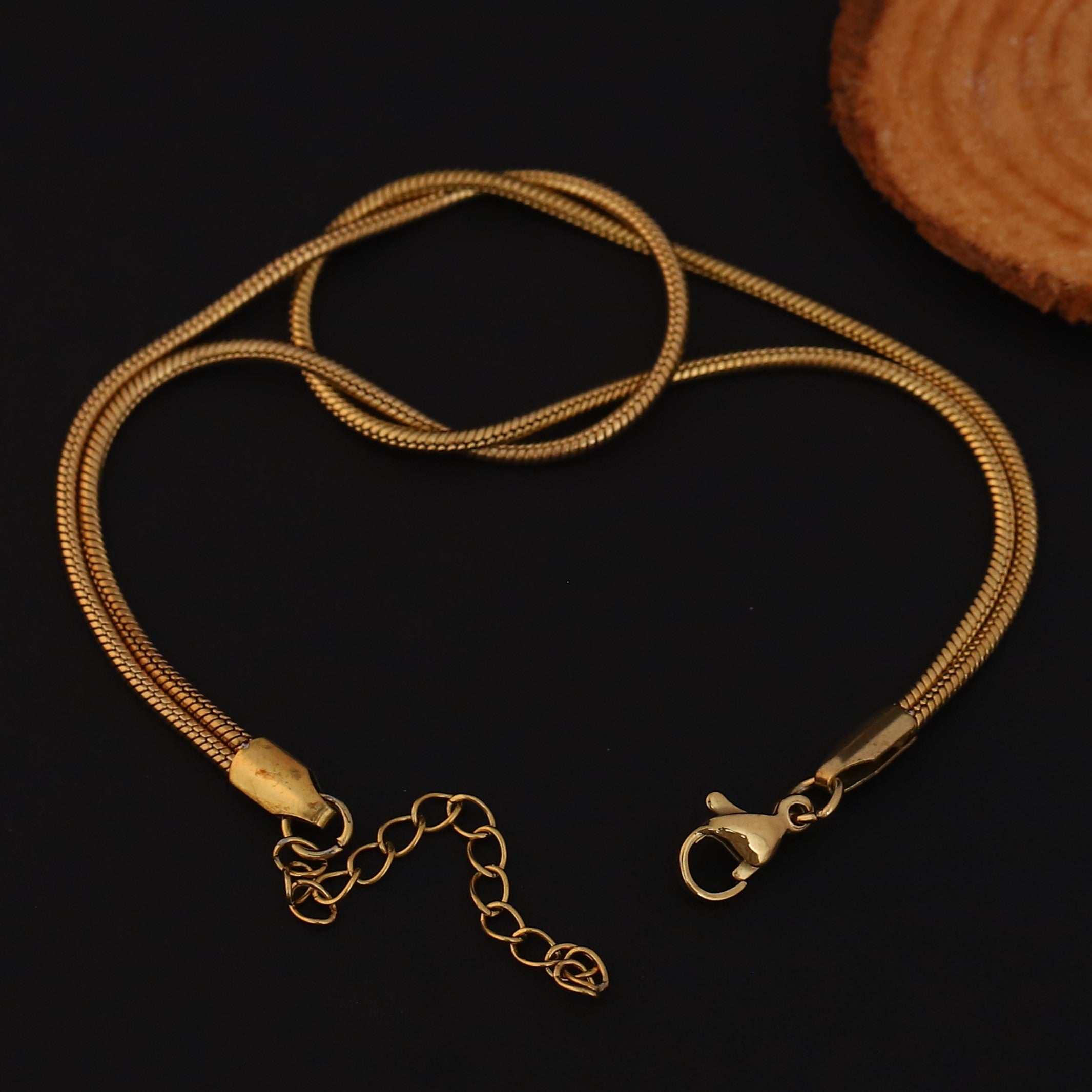 Twisted Chain Bracelet Gold Plated – Single Layer, Anti-Tarnish, Waterproof (GOLD)