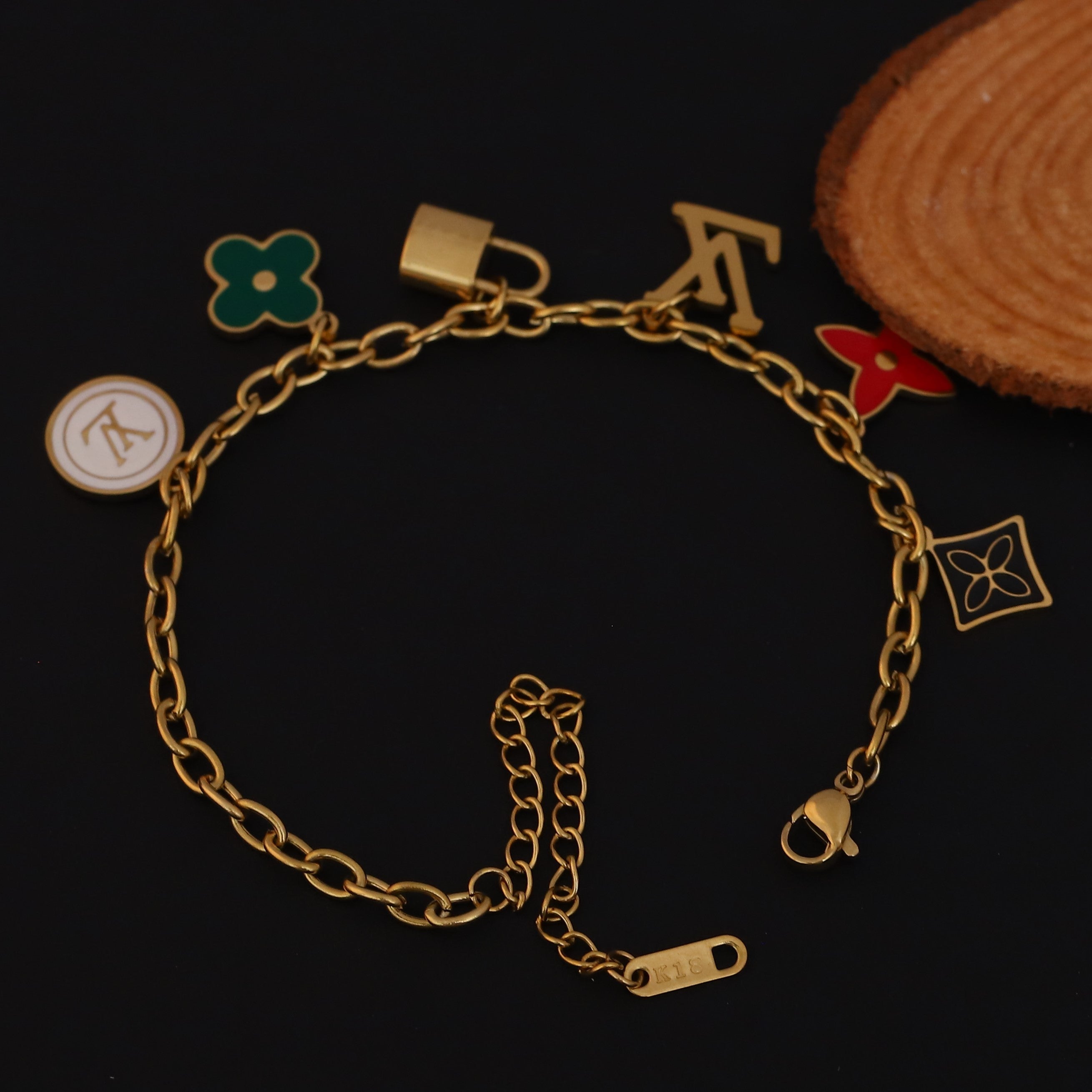Charms Chain Bracelet Gold Plated – Single Layer, Anti-Tarnish, Waterproof, Minimalist Style (GOLD)