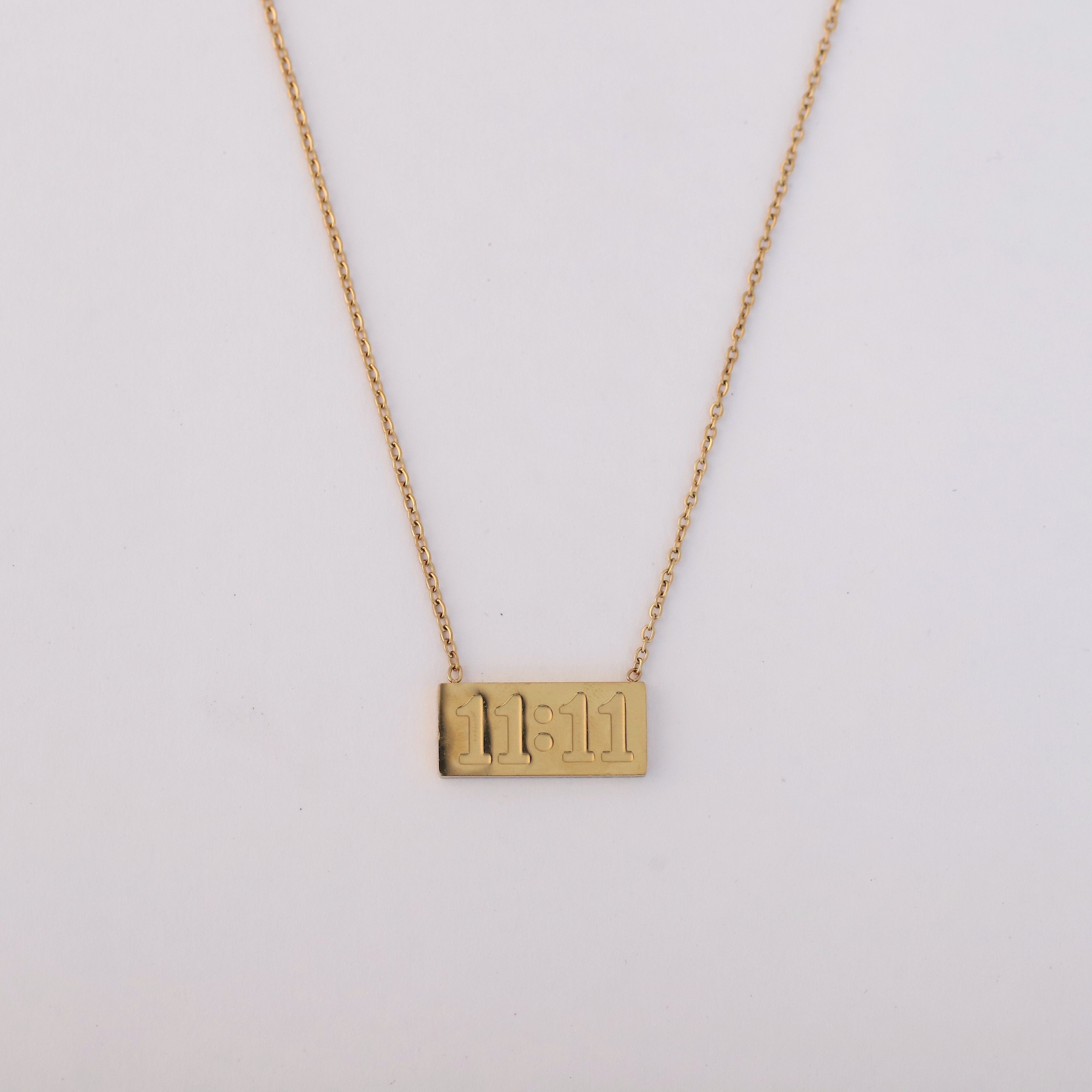 11:11 Necklace Chain Gold Plated – Single Layer, Anti-Tarnish, Waterproof, Minimalist Style (GOLD)