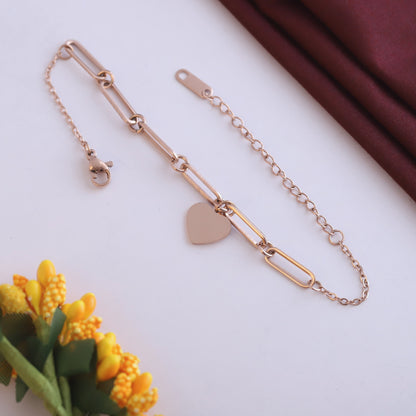 Heart Bracelet Gold Plated – Single Layer, Anti-Tarnish, Waterproof(ROSE GOLD)