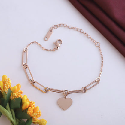 Heart Bracelet Gold Plated – Single Layer, Anti-Tarnish, Waterproof(ROSE GOLD)