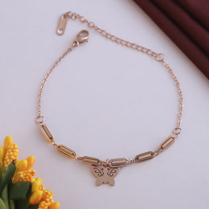 Butterfly Chain Bracelet Gold Plated – Single Layer, Anti-Tarnish, Waterproof(ROSE GOLD)