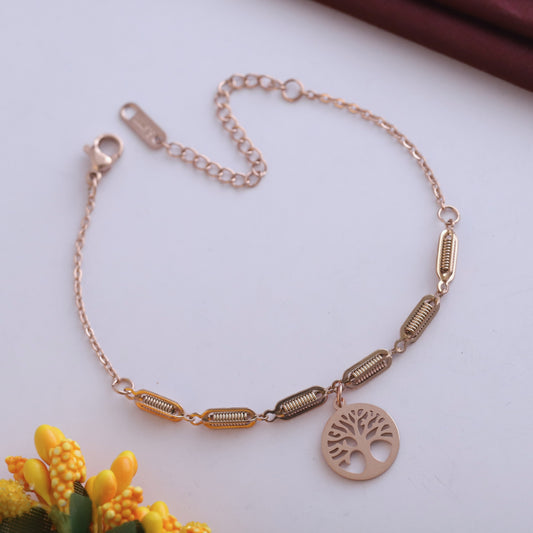 Life Chain Chain Bracelet Gold Plated – Single Layer, Anti-Tarnish, Waterproof(ROSE GOLD)
