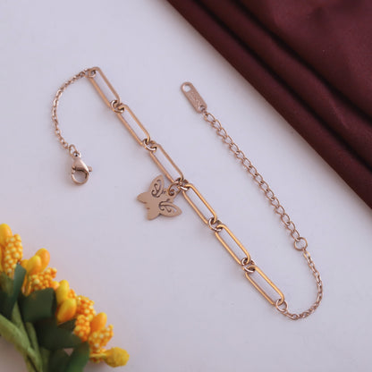Butterfly Chain Bracelet Gold Plated – Single Layer, Anti-Tarnish, Waterproof(ROSE GOLD)