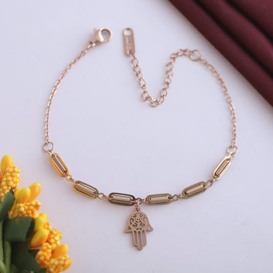 Hamza Chain Bracelet Gold Plated – Single Layer, Anti-Tarnish, Waterproof(ROSE GOLD)