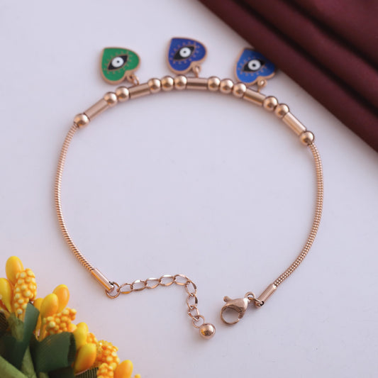 Heart Charm Chain Bracelet Gold Plated – Single Layer, Anti-Tarnish, Waterproof, Minimalist Style (ROSE GOLD)