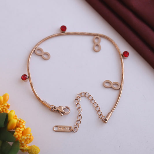 Infinity Charms Chain Bracelet Gold Plated – Single Layer, Anti-Tarnish, Waterproof, Minimalist Style (ROSE GOLD)