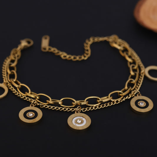 Charm Chain Bracelet Gold Plated – Double Layer, Anti-Tarnish, Waterproof, Minimalist Style (GOLD)