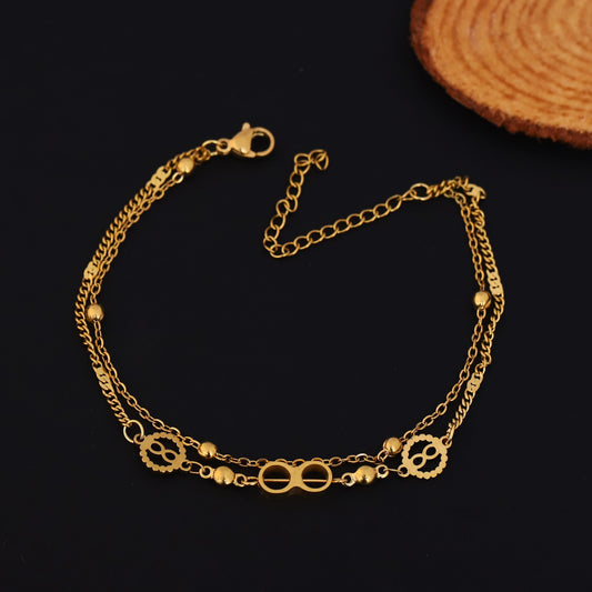 Infinity Charm Chain Bracelet Gold Plated – Double Layer, Anti-Tarnish, Waterproof(GOLD)