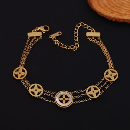 Charm Chain Bracelet Gold Plated – Double Layer, Anti-Tarnish, Waterproof, Minimalist Style (GOLD)