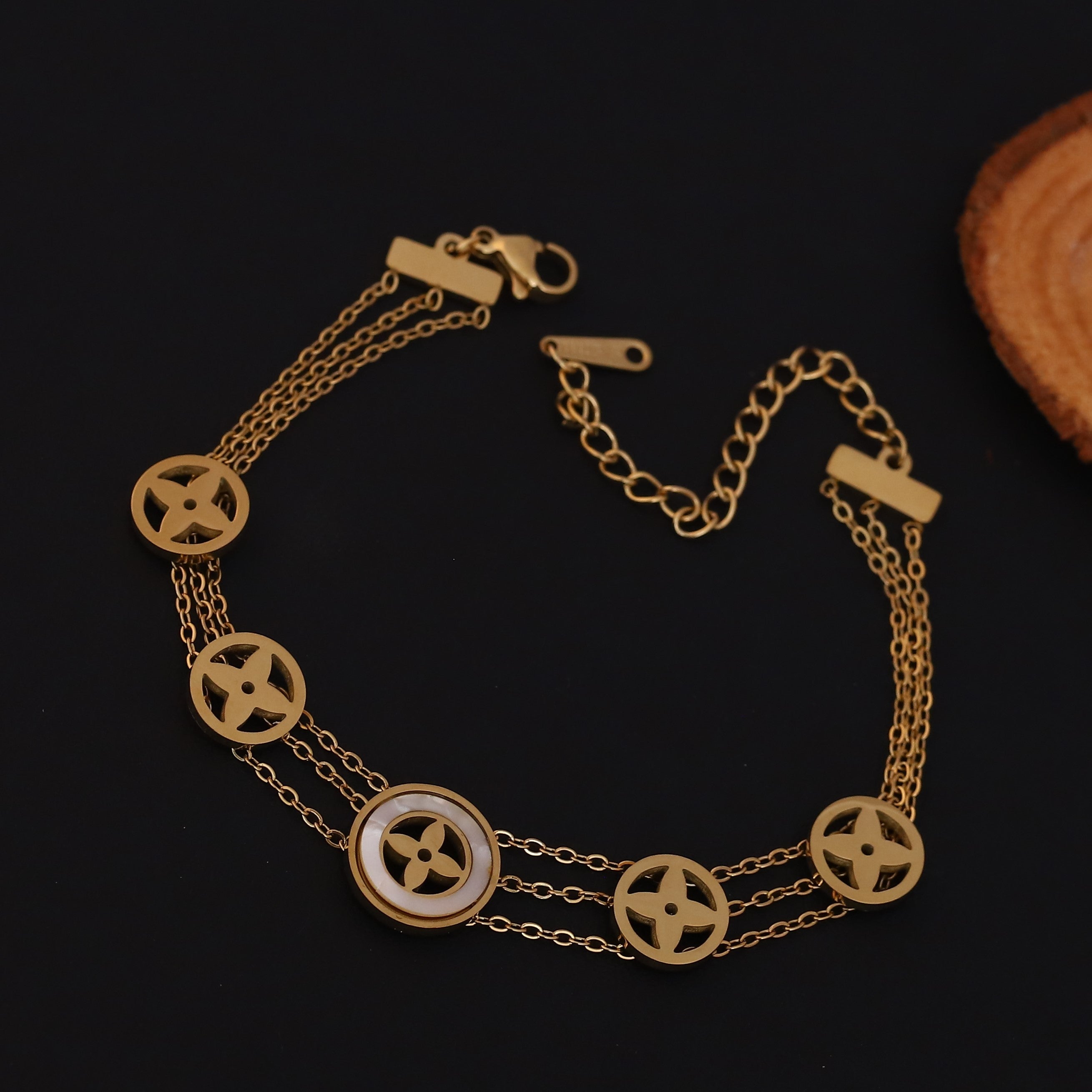 Charm Chain Bracelet Gold Plated – Double Layer, Anti-Tarnish, Waterproof, Minimalist Style (GOLD)