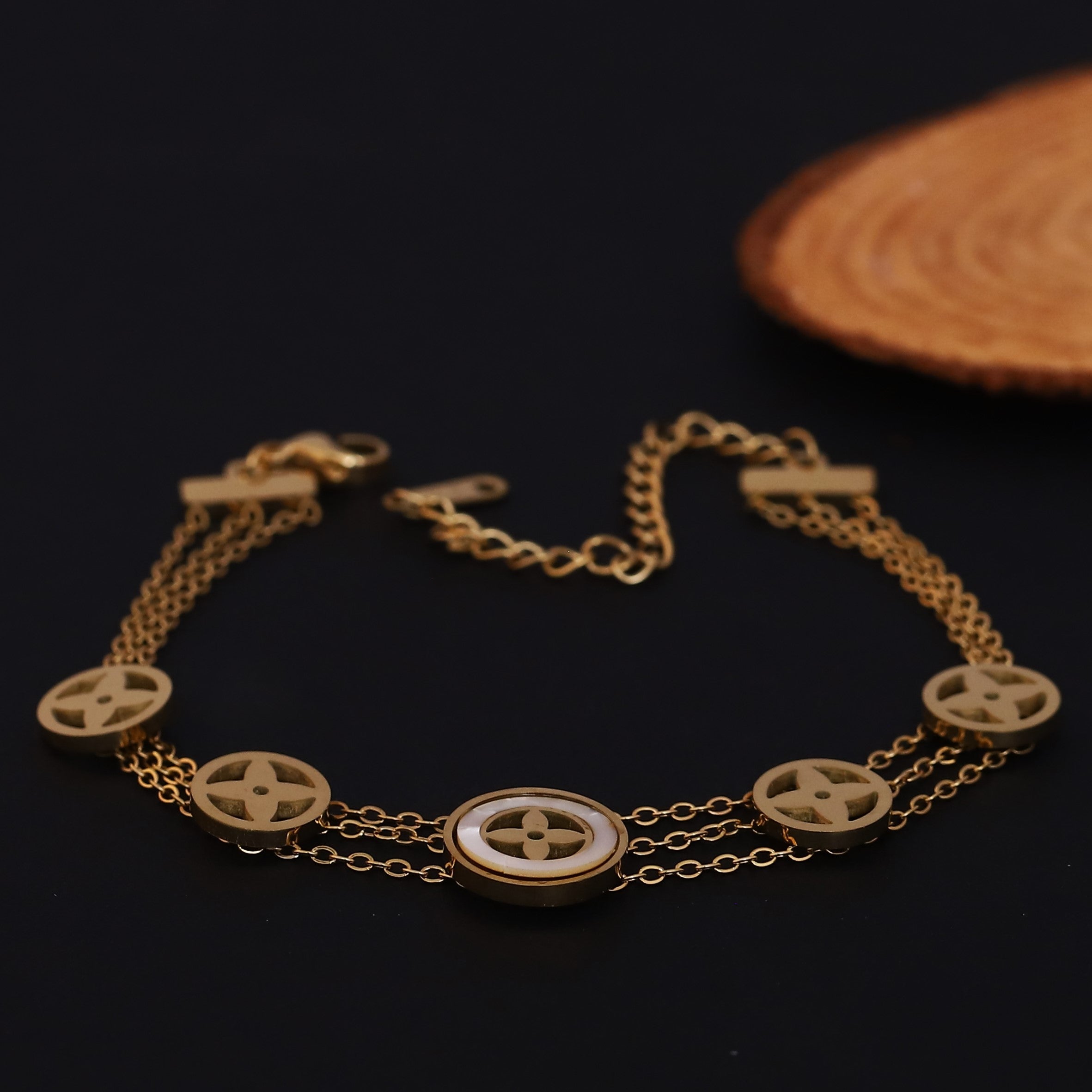 Charm Chain Bracelet Gold Plated – Double Layer, Anti-Tarnish, Waterproof, Minimalist Style (GOLD)