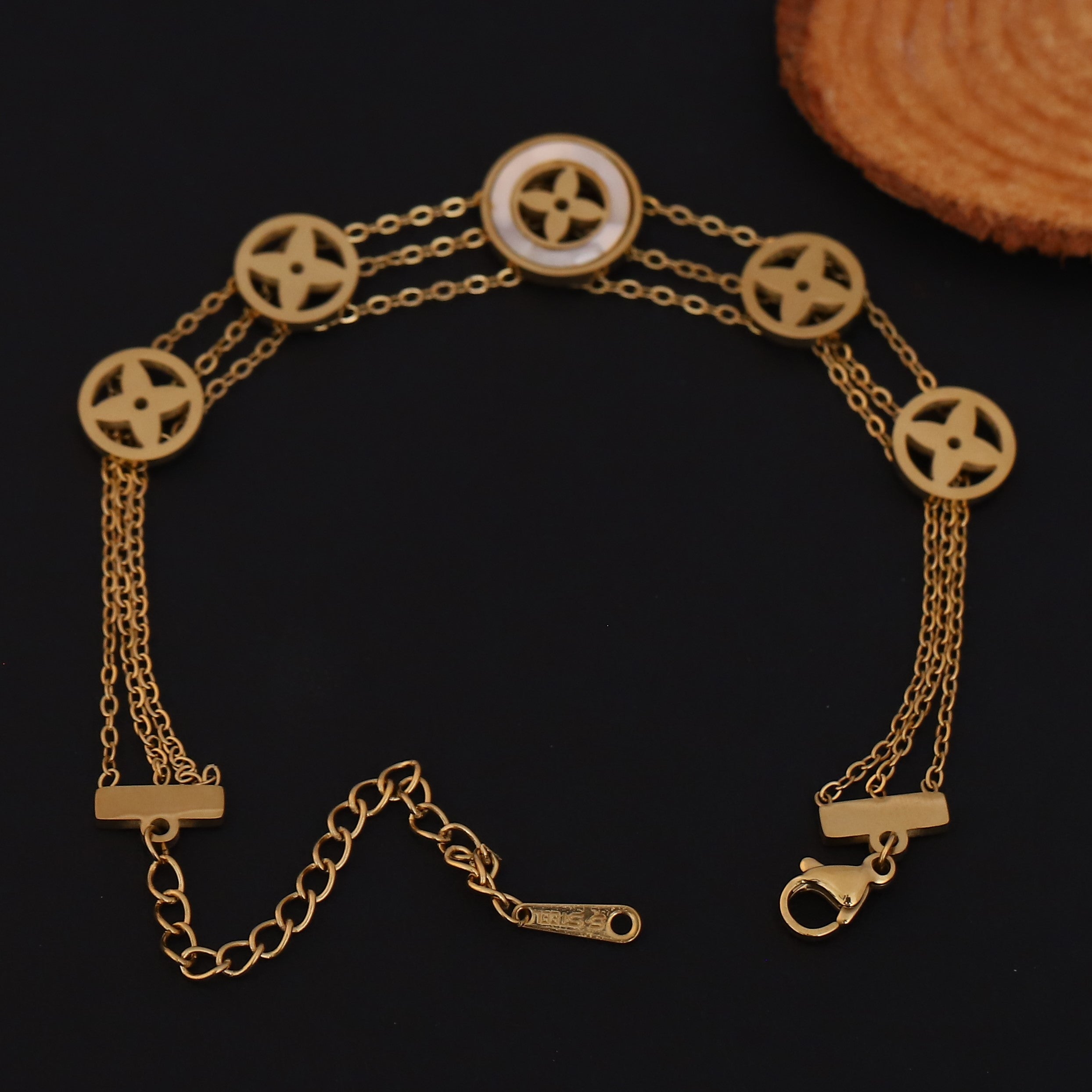 Charm Chain Bracelet Gold Plated – Double Layer, Anti-Tarnish, Waterproof, Minimalist Style (GOLD)