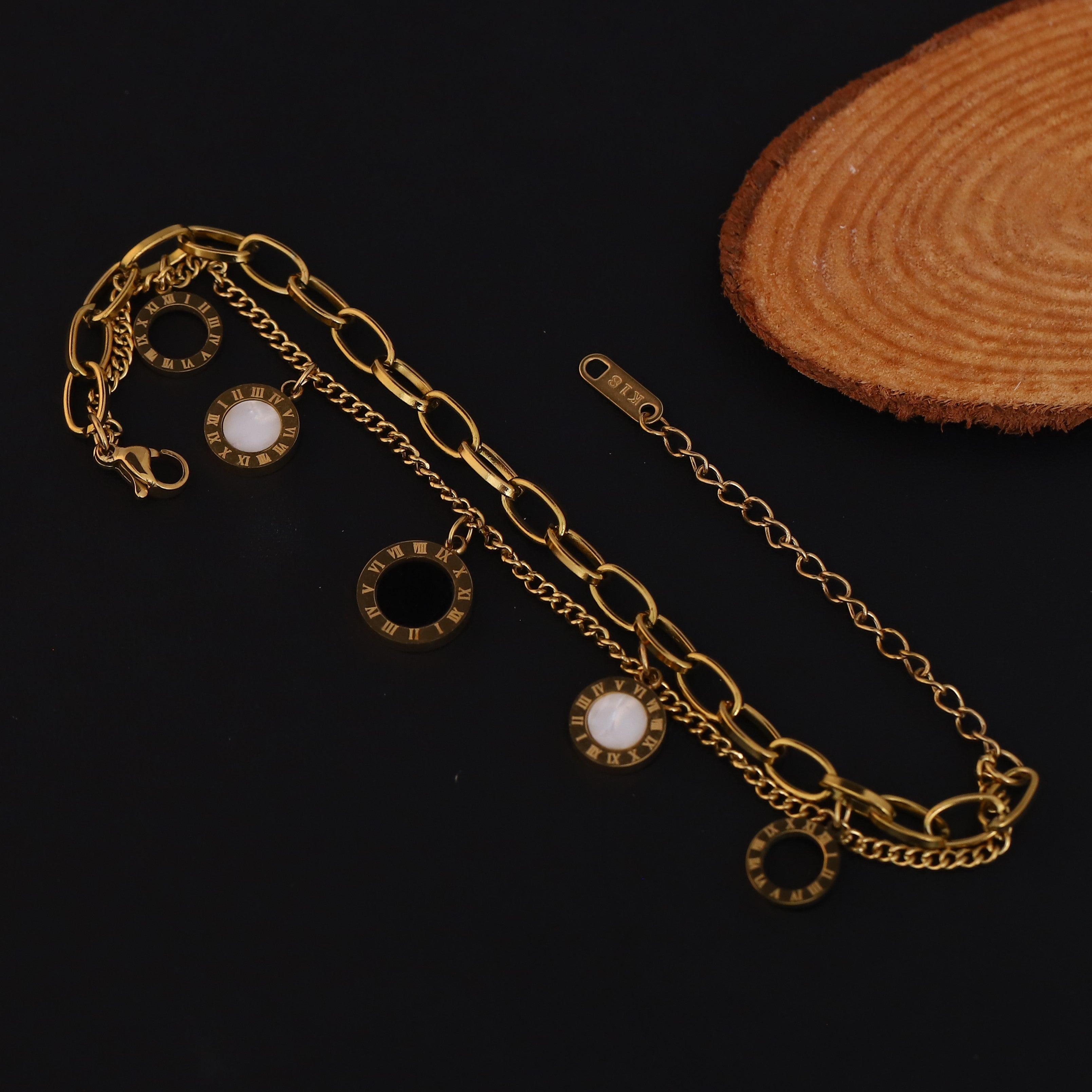 Charm Chain Bracelet Gold Plated – Double Layer, Anti-Tarnish, Waterproof, Minimalist Style (GOLD)