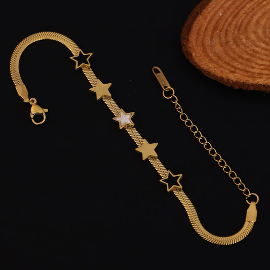 Star Snake Chain Bracelet Gold Plated – Single Layer, Anti-Tarnish, Waterproof(GOLD)