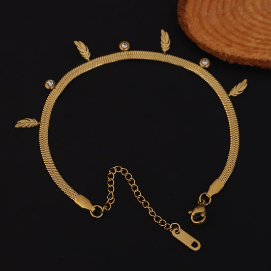 Boho Charm Chain Bracelet Gold Plated – Single Layer, Anti-Tarnish, Waterproof, Minimalist Style (GOLD)