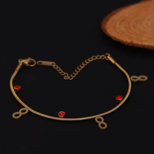 Infinity Charms Chain Bracelet Gold Plated – Single Layer, Anti-Tarnish, Waterproof, Minimalist Style (GOLD)