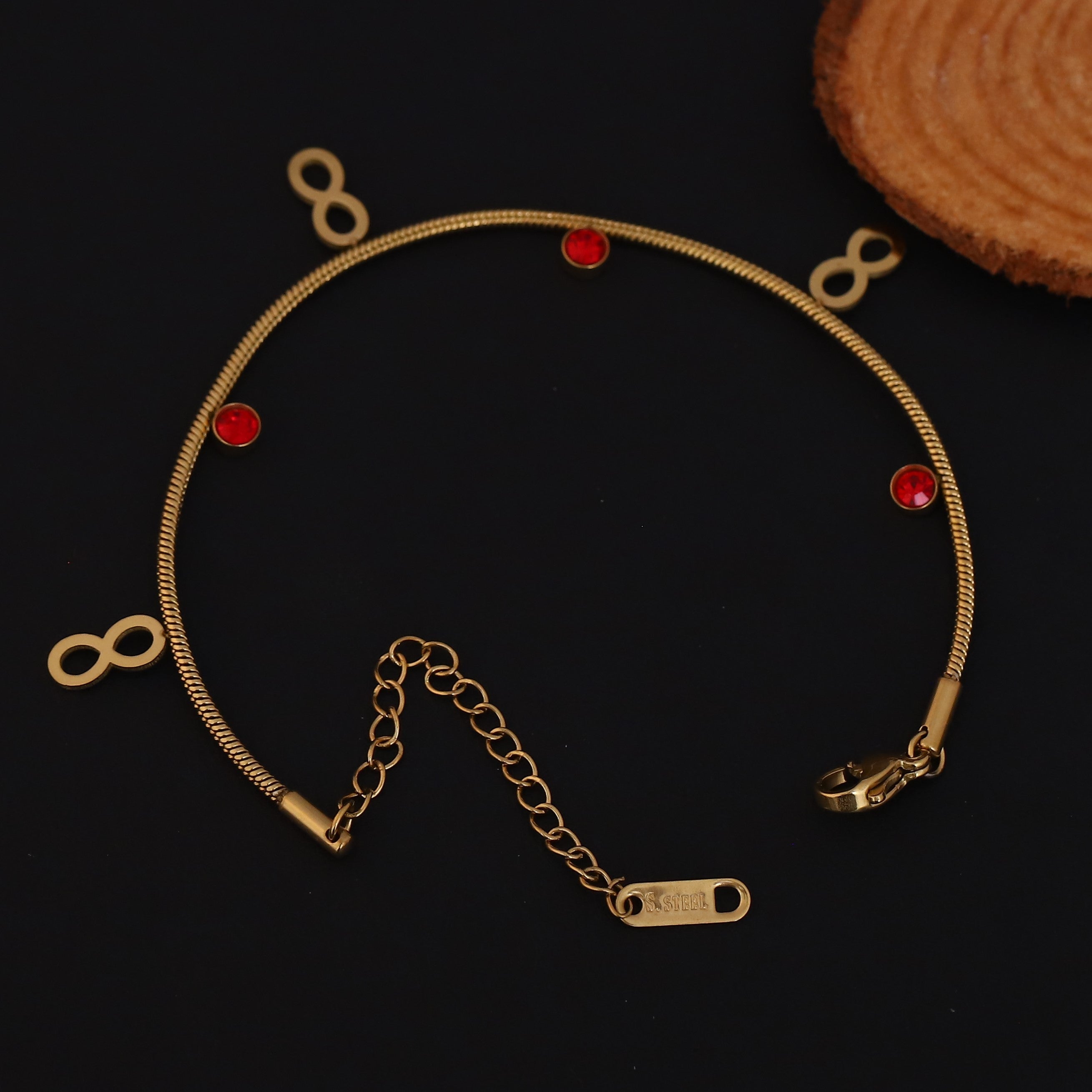 Infinity Charms Chain Bracelet Gold Plated – Single Layer, Anti-Tarnish, Waterproof, Minimalist Style (GOLD)