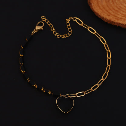 Heart Charms Chain Bracelet Gold Plated – Single Layer, Anti-Tarnish, Waterproof (GOLD)
