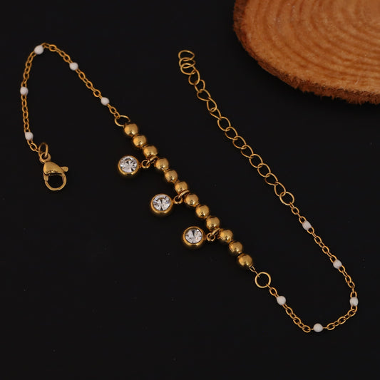 Zircon Stones Chain Bracelet Gold Plated – Single Layer, Anti-Tarnish, Waterproof(GOLD)