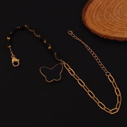 Butterfly Charms Chain Bracelet Gold Plated – Single Layer, Anti-Tarnish, Waterproof (GOLD)