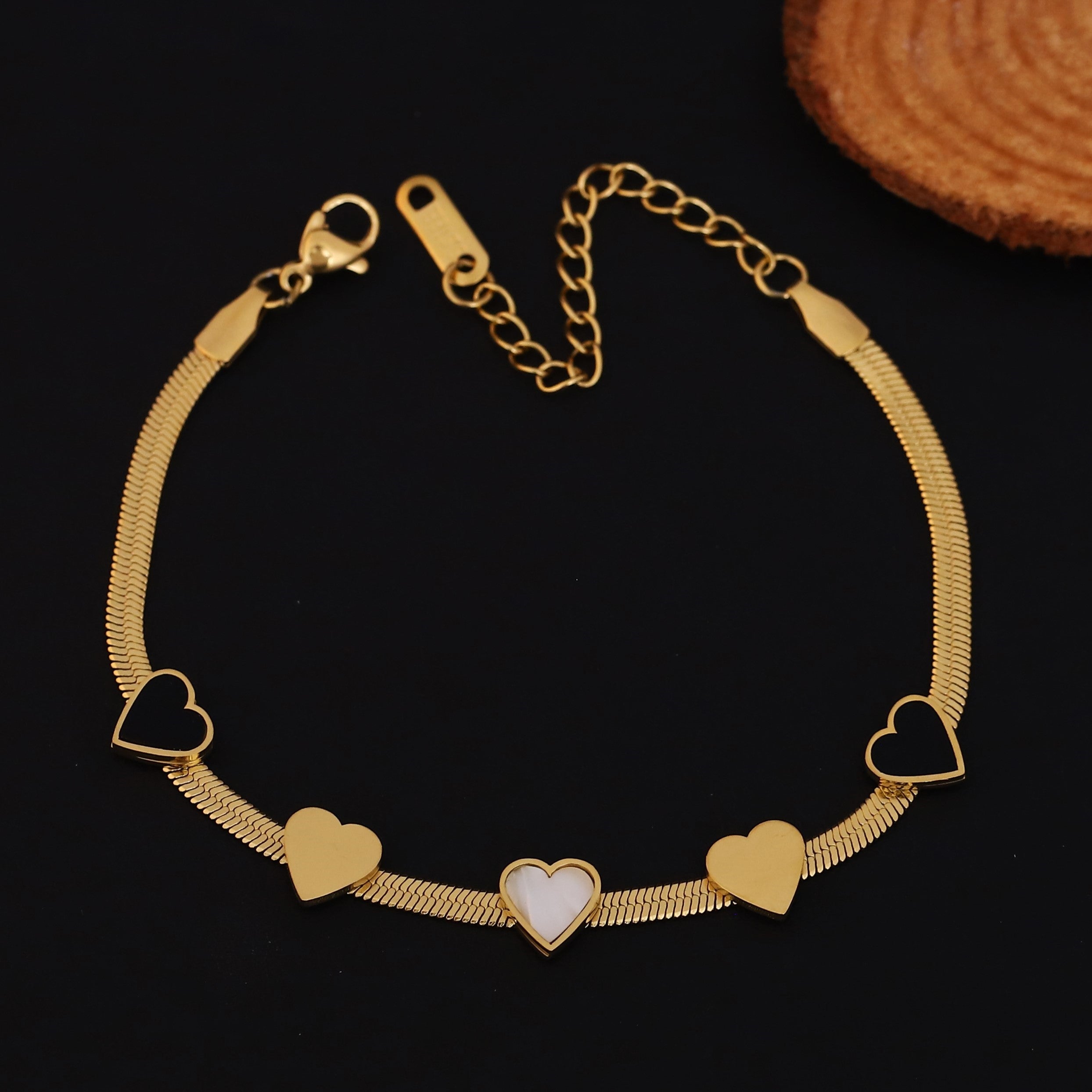 Heart Snake Chain Bracelet Gold Plated – Single Layer, Anti-Tarnish, Waterproof(GOLD)