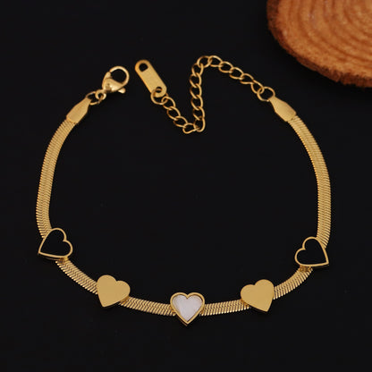 Heart Snake Chain Bracelet Gold Plated – Single Layer, Anti-Tarnish, Waterproof(GOLD)