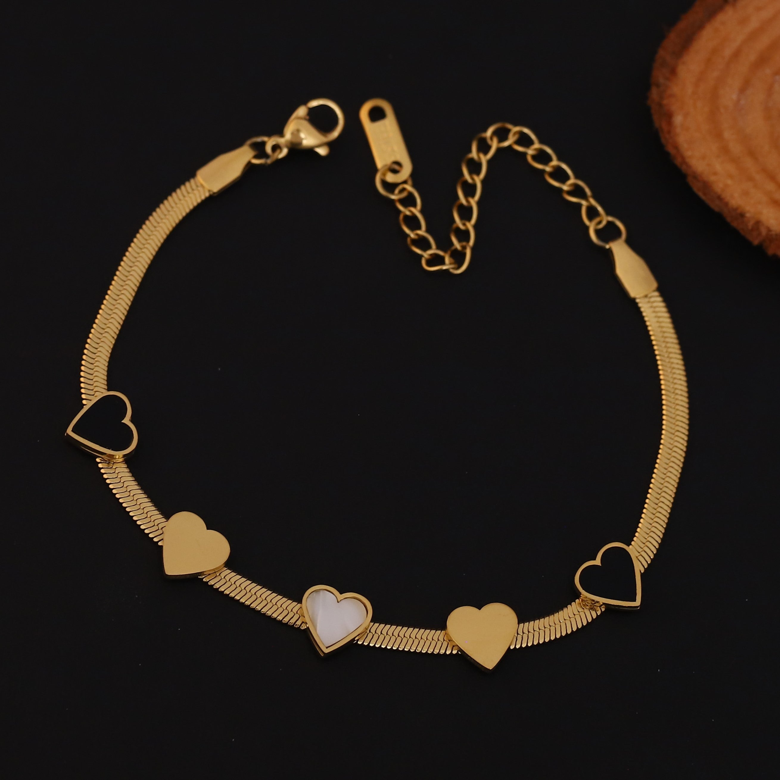 Heart Snake Chain Bracelet Gold Plated – Single Layer, Anti-Tarnish, Waterproof(GOLD)