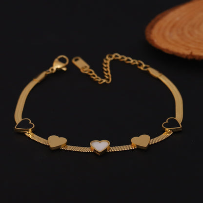 Heart Snake Chain Bracelet Gold Plated – Single Layer, Anti-Tarnish, Waterproof(GOLD)