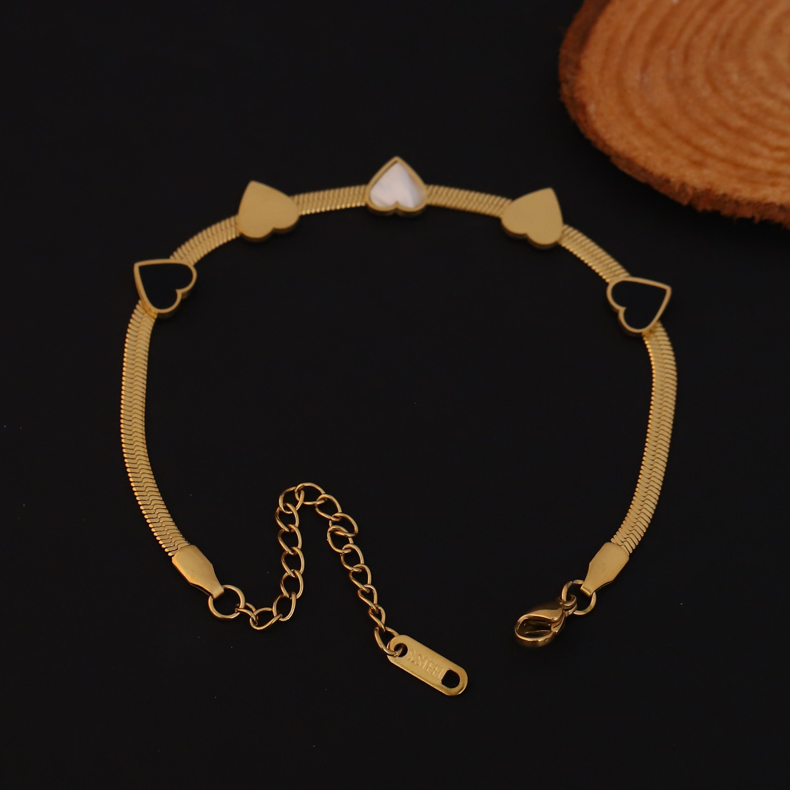 Heart Snake Chain Bracelet Gold Plated – Single Layer, Anti-Tarnish, Waterproof(GOLD)