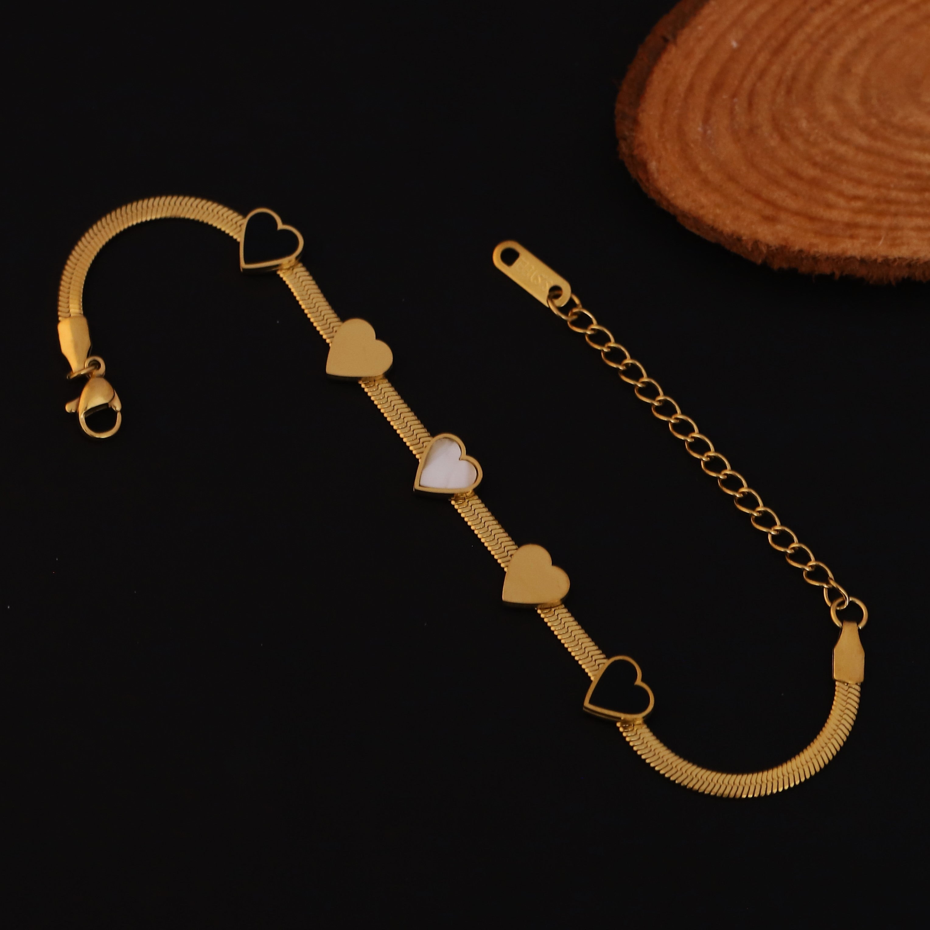 Heart Snake Chain Bracelet Gold Plated – Single Layer, Anti-Tarnish, Waterproof(GOLD)