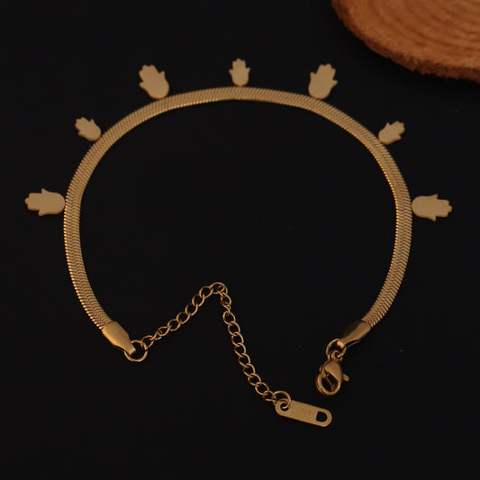 Hamza Snake Chain Bracelet Gold Plated – Single Layer, Anti-Tarnish, Waterproof, Minimalist Style (GOLD)