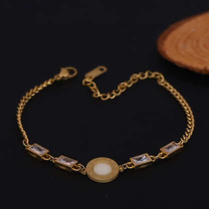 Circle Charms Chain Bracelet Gold Plated – Single Layer, Anti-Tarnish, Waterproof (GOLD)
