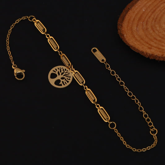 Life Tree Chain Bracelet Gold Plated – Single Layer, Anti-Tarnish, Waterproof(GOLD)