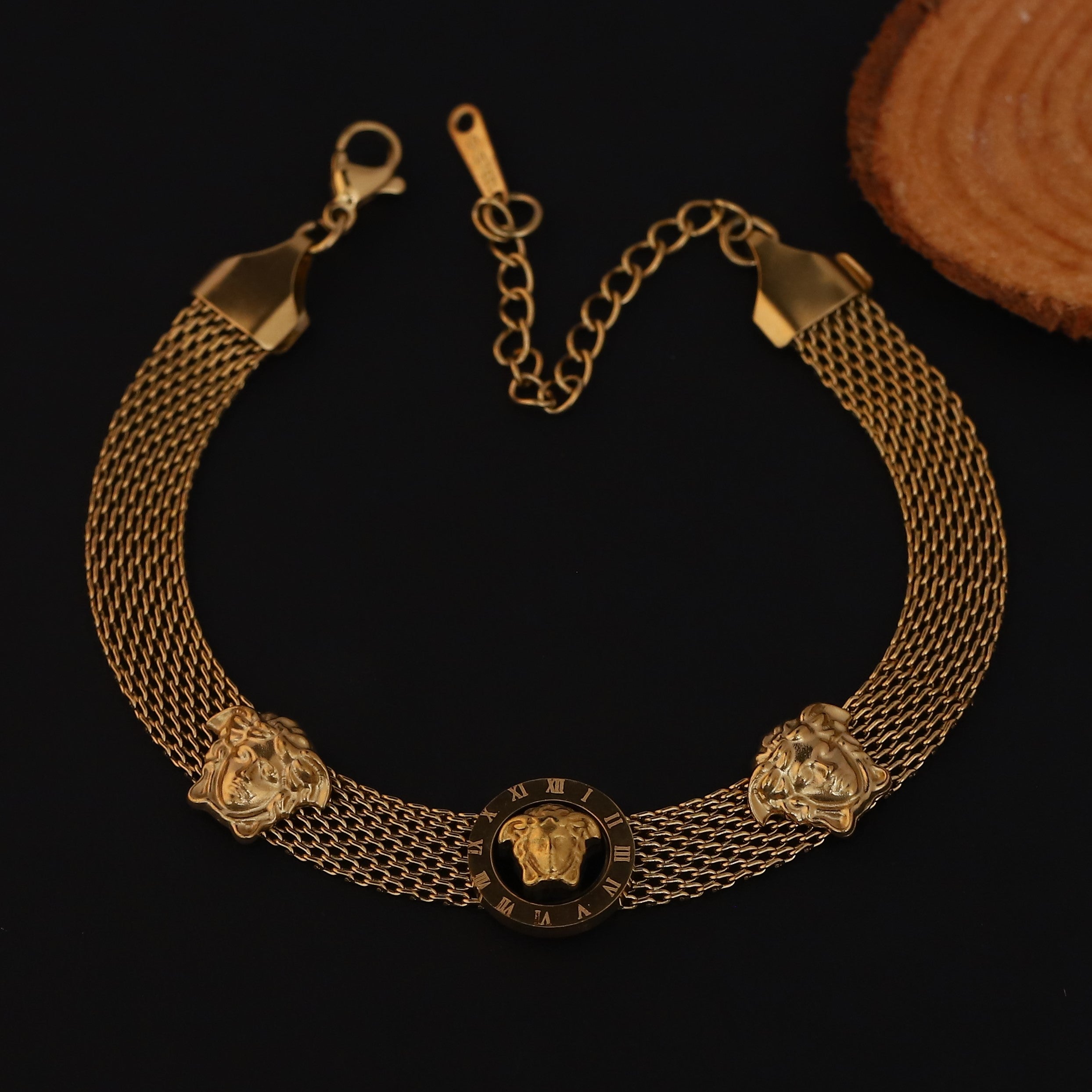 Honey Comb Chain Bracelet Gold Plated – Single Layer, Anti-Tarnish, Waterproof (GOLD)