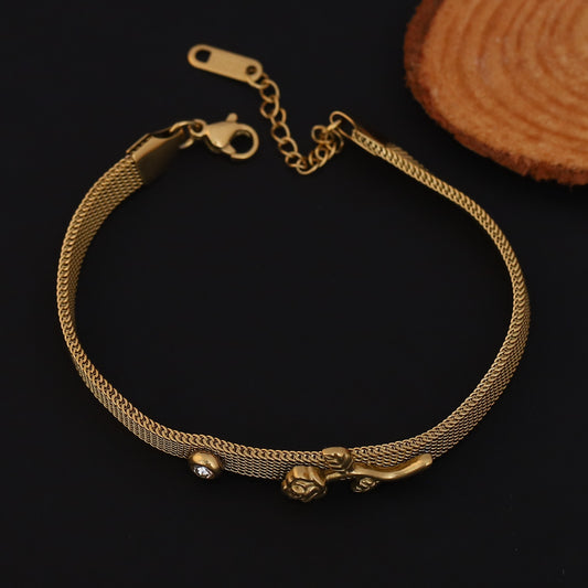 Honey Comb Chain Bracelet Gold Plated – Single Layer, Anti-Tarnish, Waterproof (GOLD)