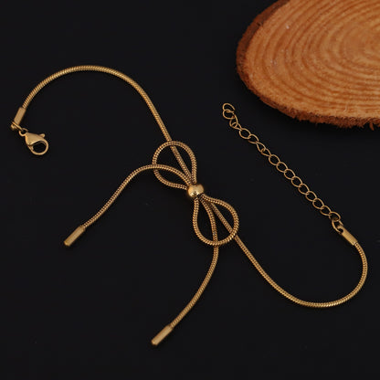 Bow Chain Bracelet Gold Plated – Single Layer, Anti-Tarnish, Waterproof (GOLD)
