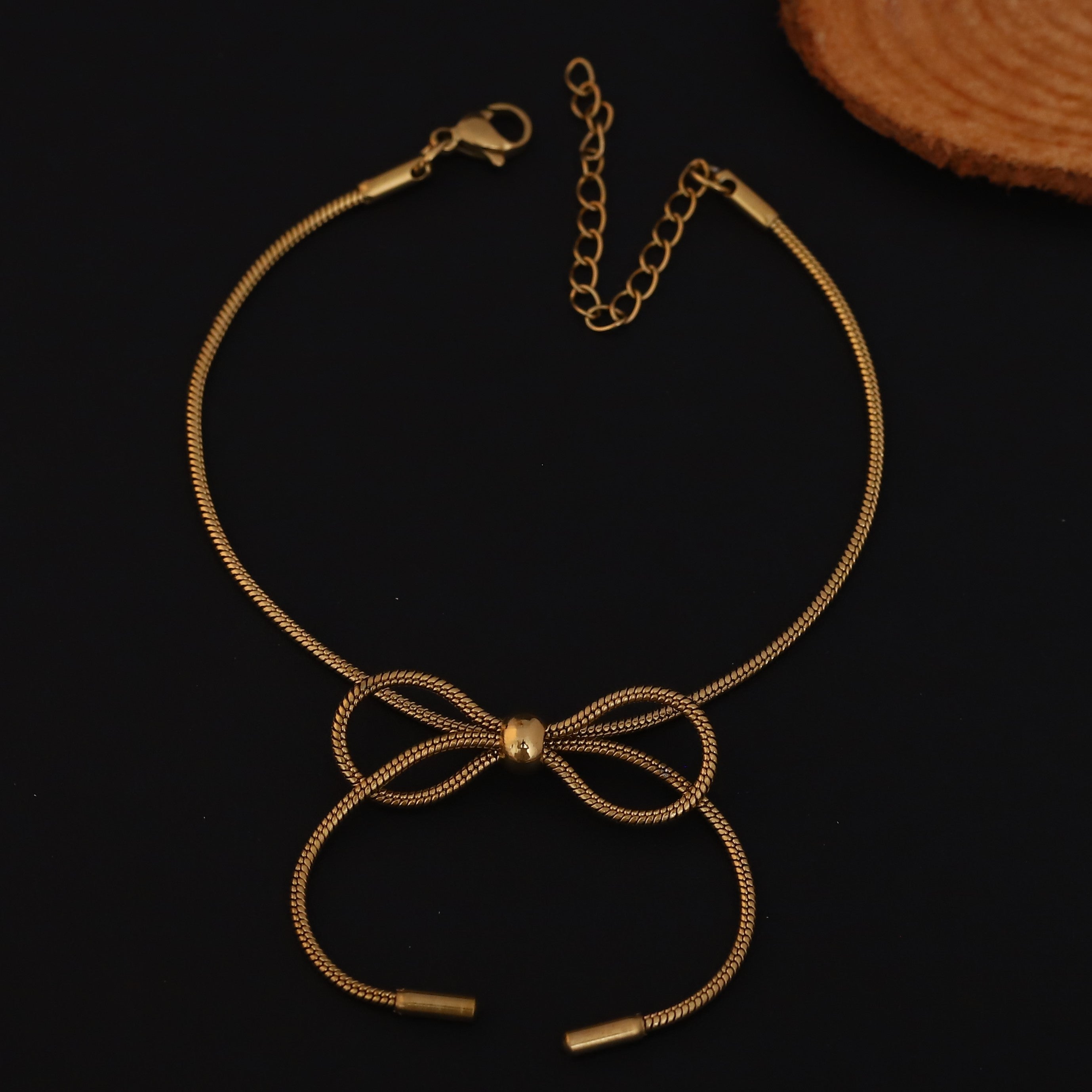 Bow Chain Bracelet Gold Plated – Single Layer, Anti-Tarnish, Waterproof (GOLD)