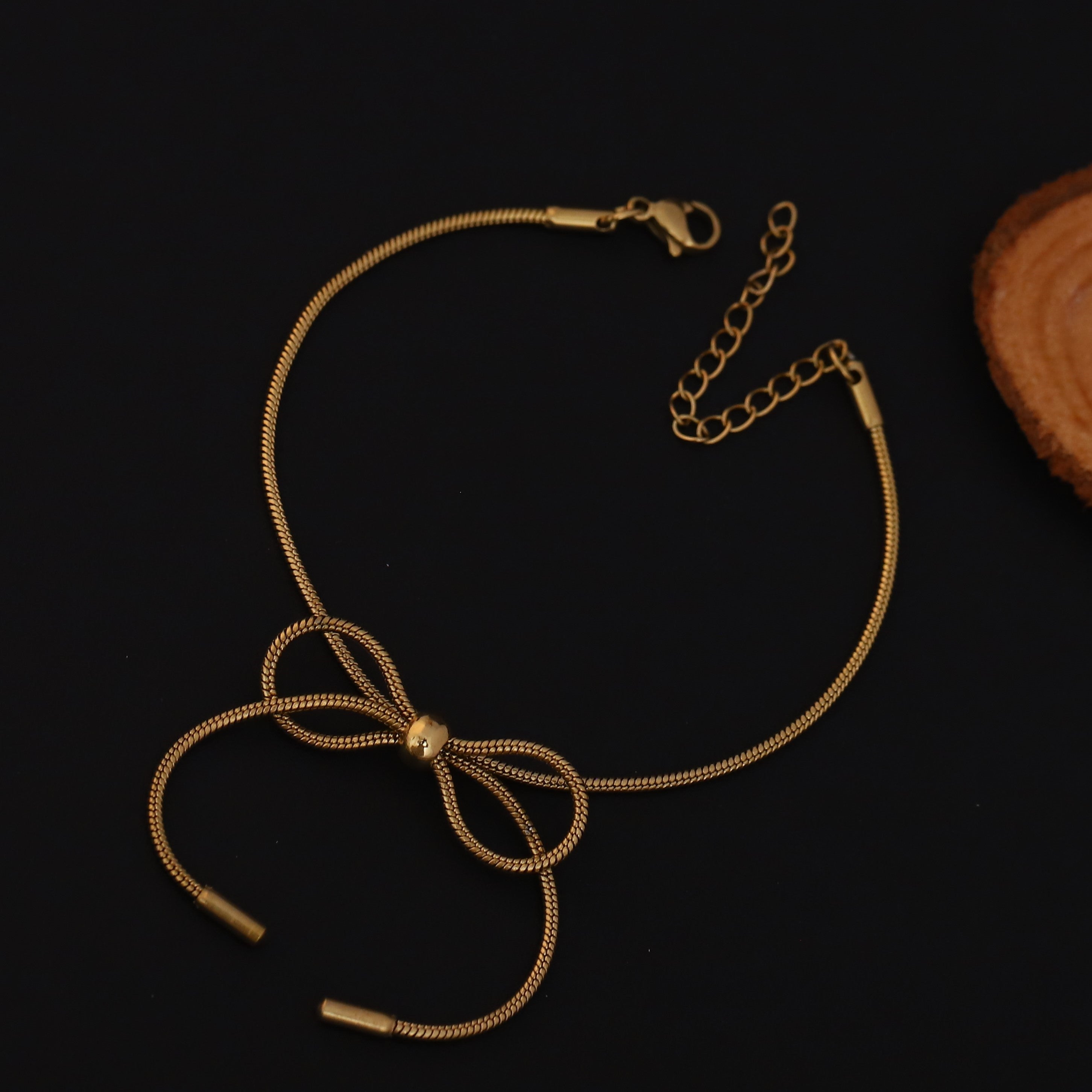 Bow Chain Bracelet Gold Plated – Single Layer, Anti-Tarnish, Waterproof (GOLD)